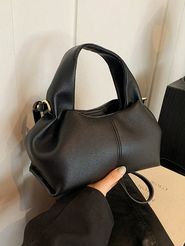 Shein - Women's Fashion Handbag, Elegant Tote Bag, Cloud And Dumpling Design, Black