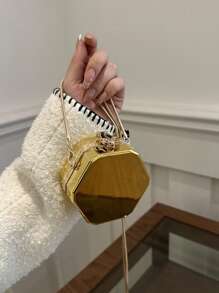 Shein - 1pc Gold Mini Acrylic Evening Clutch Bag