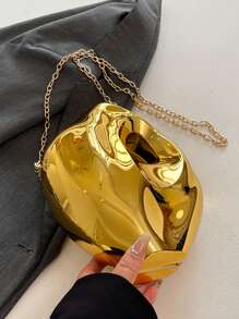 Shein - Metallic Clutch Bag With Unique Shape