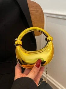 Shein - Cross Border Hot Selling Personalized Hot Girl Style Shiny Metal Moon Bag