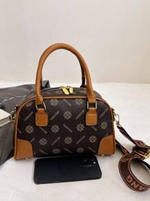 Shein- Retro Printed Women Handbag Patchwork Color Block Tote Bag