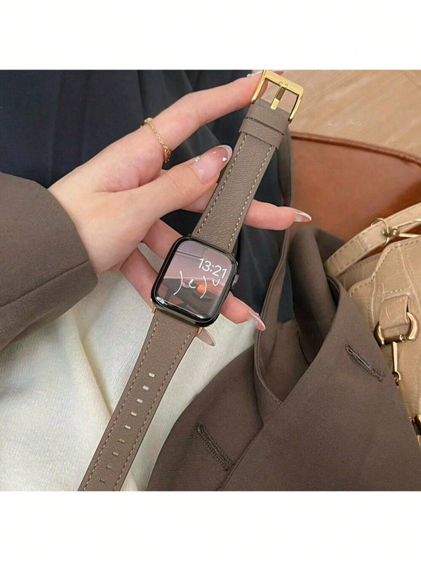 Shein - 1 Pc Soft Leather Loop Compatible With Apple Watch Band