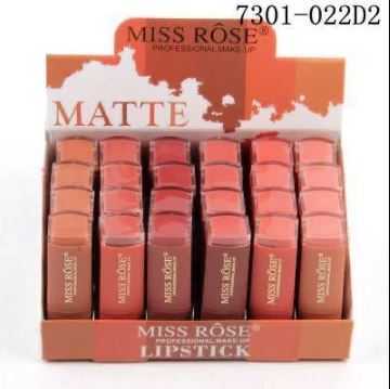 Miss Rose - Pack Of 4 Makeup Matte Lipstick 3.4G 7301-022Yd Nude 6,Pcs Light