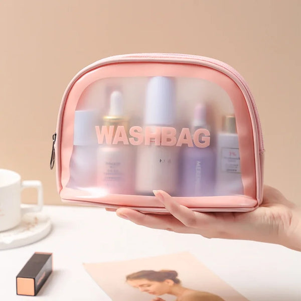 The Original - Premium Faux Leather  Portable Multifunctional Cosmetic Wash Bag  Pink