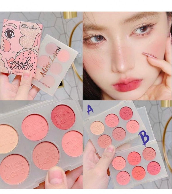 Miss Lara - Cookie Eyeshadow & Blush Palette 6 Colors 9G Ms-37-B