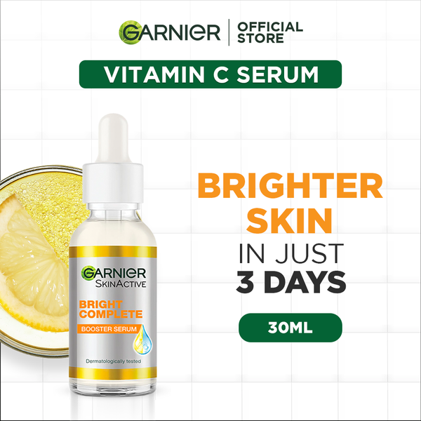 Garnier Bright Complete Vitamin C Booster Serum, 30 ML - Contains Niacinamide