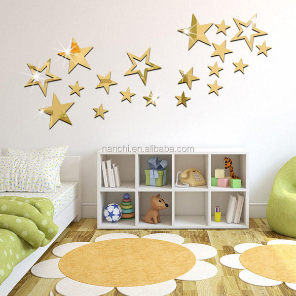 Home.co - 3D Star Mirror Removable Acrylic Wall Stickers