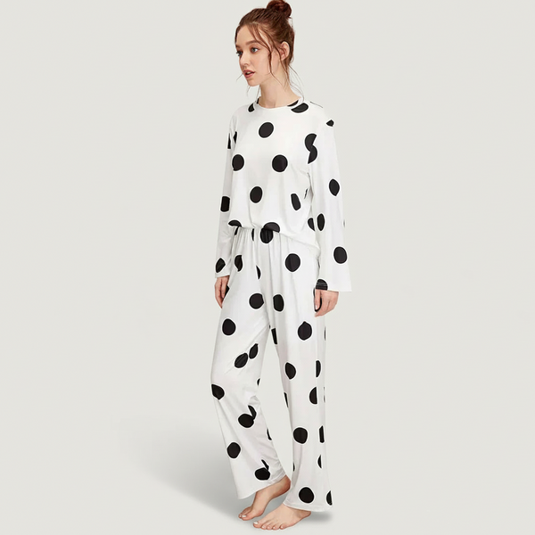 Emerce - M-Black & White Doted Printed Night Suit