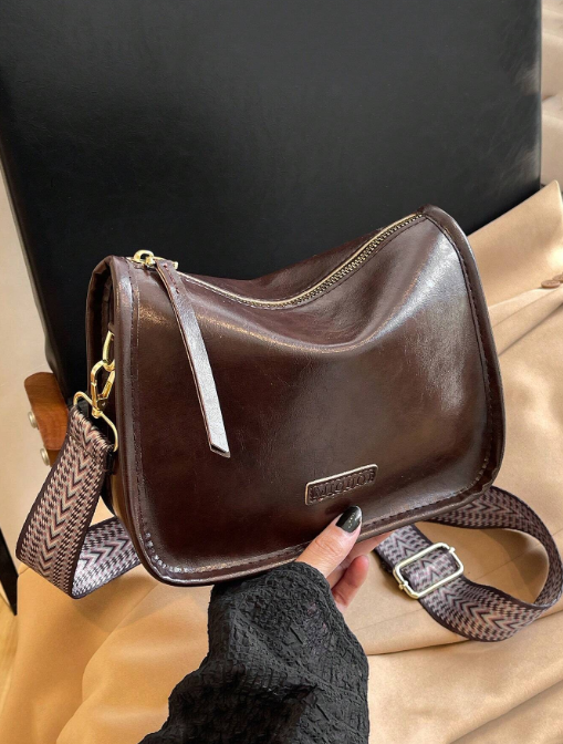 Shein - Stylish Retro Cross-Body Bag Soft Leather Women's Commuter Pillow Bag