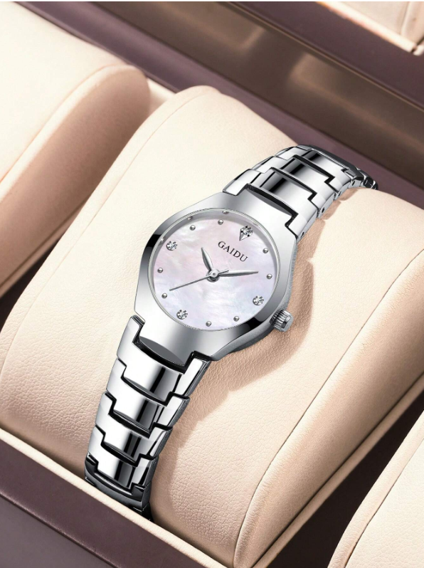 Shein - GAIDU 1pc Women's Fashion Minimalist Ultrathin Small Stainless Steel Watch