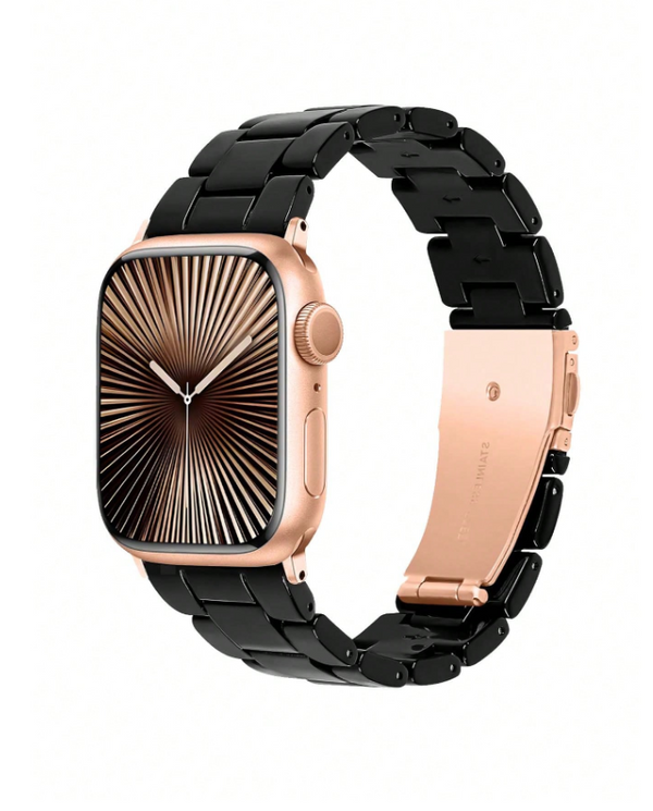 Shein - 1 Pc Apple Watch Band, Fashionable Amber Resin Rose Gold Color, Adjustable, Lightweight Strap Compatible With Apple Watch