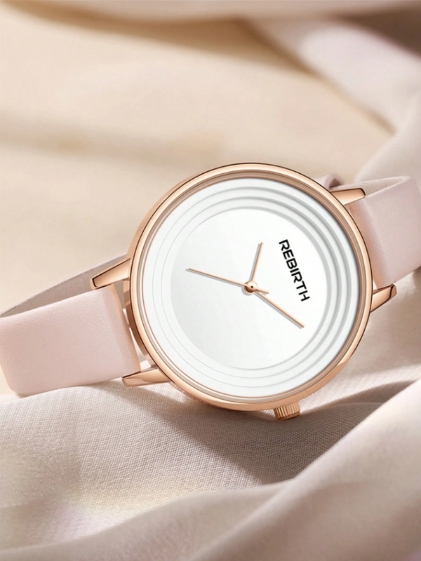 Shein - 1pc Women's Vintage Minimalist Round Dial Quartz Wrist Watch
