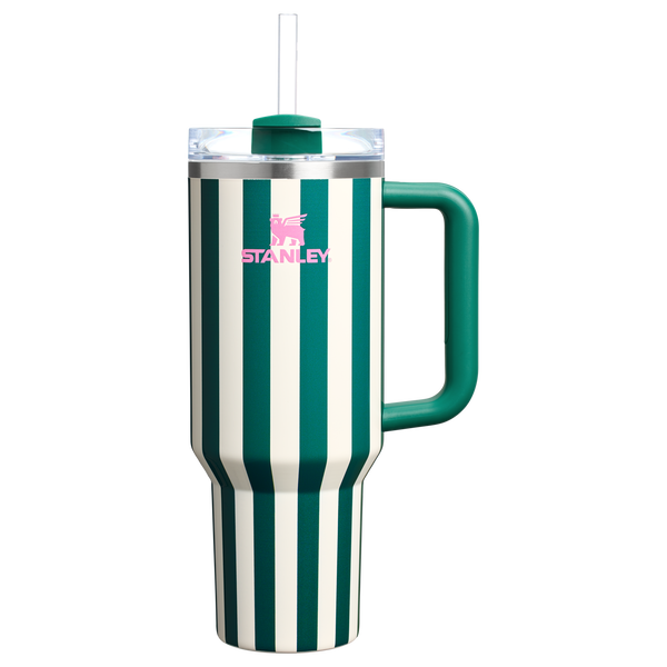 Home.Co - Stanley Quencher H2.0 Tumbler 40 oz -Cabana Stripes Emerald