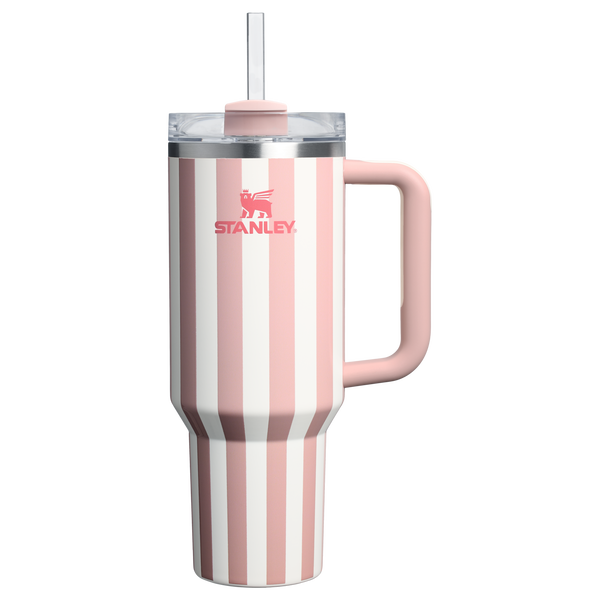 Home.Co - Stanley Quencher H2.0 Tumbler 40 oz -Cabana Stripes Peach Whip