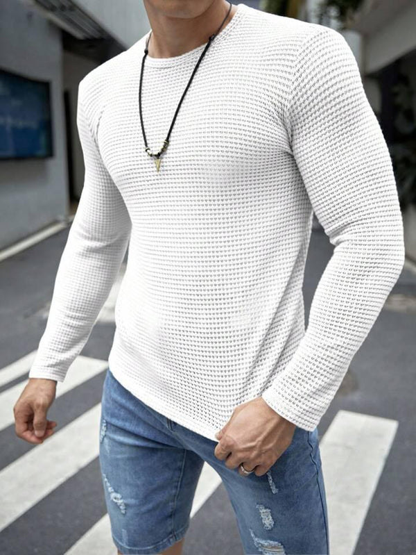 VYBE - Full Sleeves Waffle Knit Tee - White