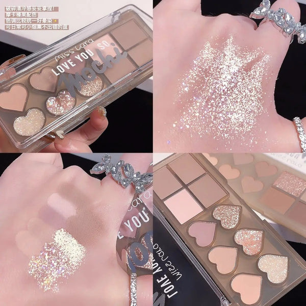 Miss Lara - Love You So Much 10-Colors Eyeshadow Matte Fine Glitter Eyeshadow Palette & Makeup Ms-85-01