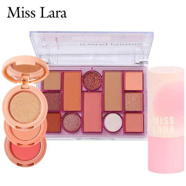 Miss Lara - 3 In 1 (Eye Shadow Pallete , Cheek Blusher Stick . 3 In 1 Mini Blusher + Highlighter Pallete ) Skin Care Series