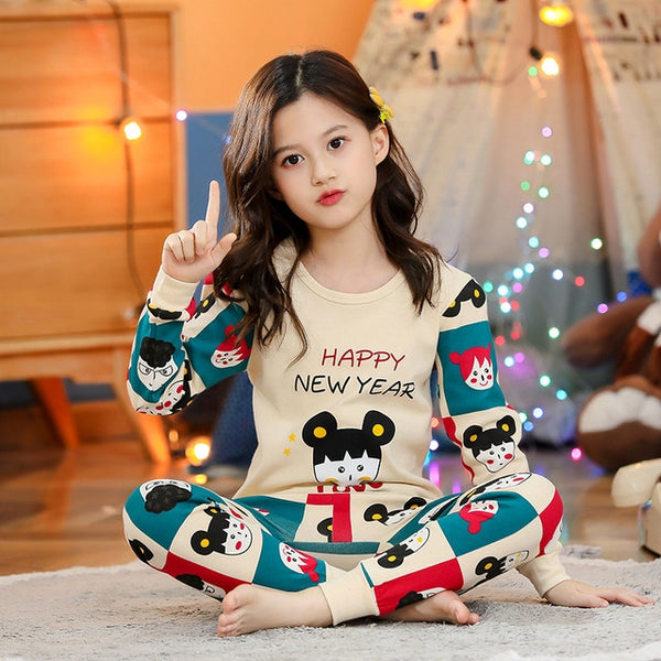 Emerce- Happy New Year Doll Print Kid Night Suit