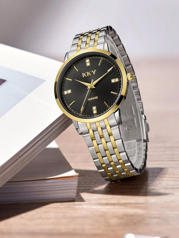 Shein - Luxury Men Watches Waterproof Ultra Thin Steel Strap Casual Quartz Watch Men Business Wrist Watch