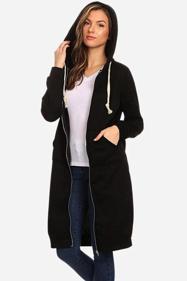 VYBE - Long Zipper Hoodie- Black