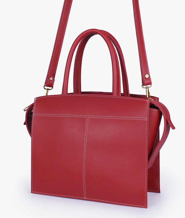 RTW - Maroon trapeze top-handle bag