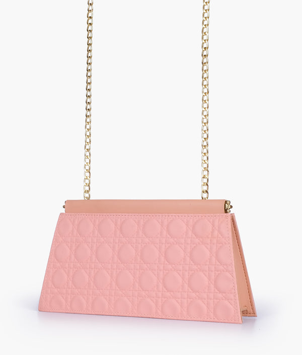 RTW - Peach quilted evening clutch with snap closure