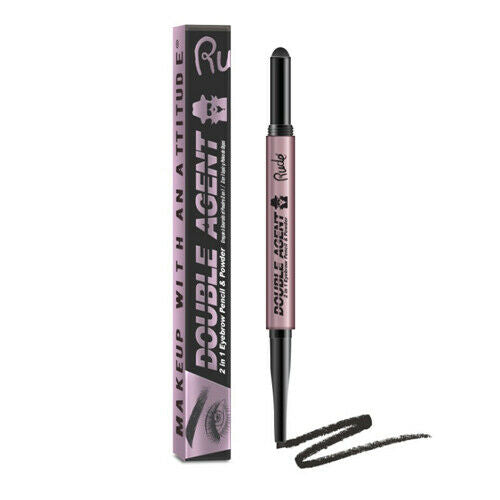 Rude Cosmetics - Double Agent 2 in 1 Eyebrow Pencil & Powder - Black Brown