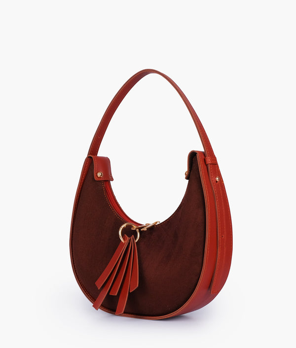 RTW - Rust suede crescent hobo bag