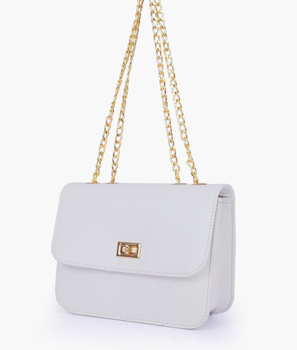 RTW - White Quilted Chain Cross-Body Bag