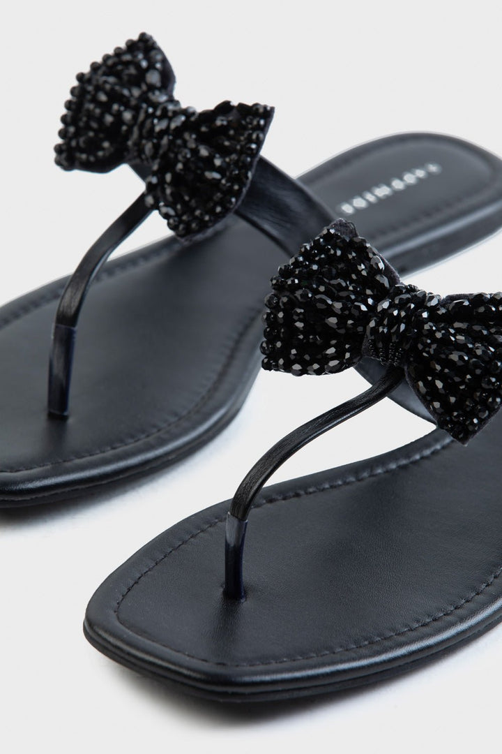 Sapphire- Embellished Black Flats