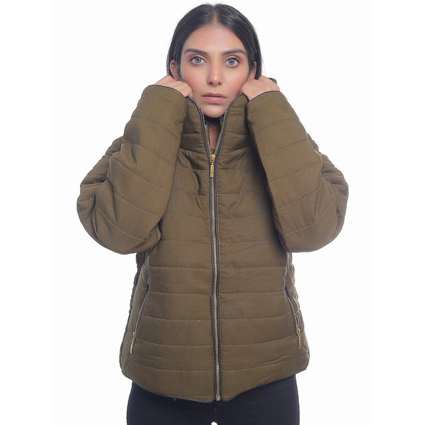 VYBE- Bubble With Hood Zipper- Army Green