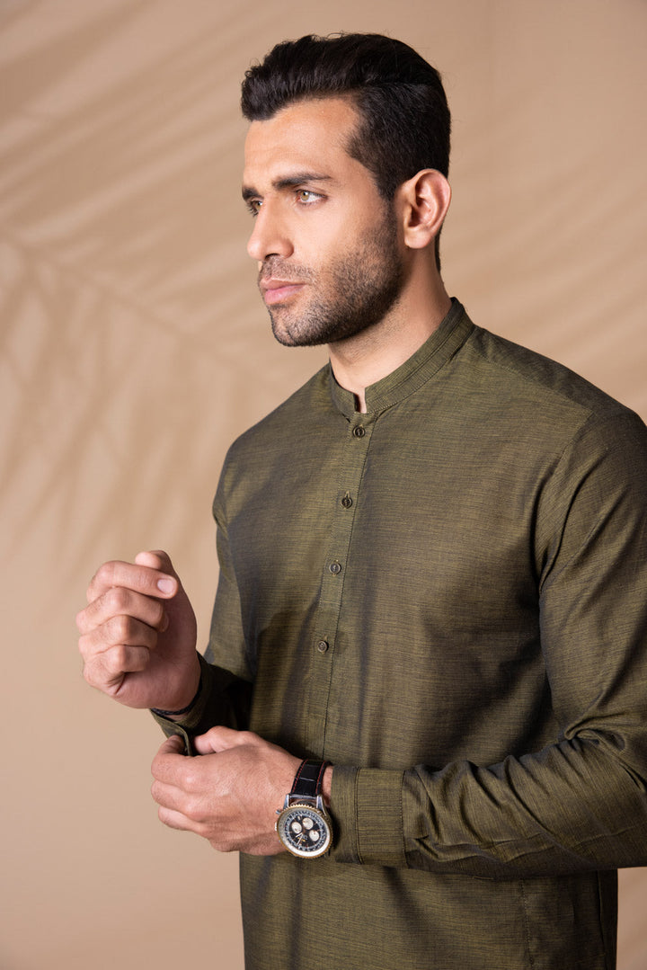 Black Yarn Dyed Kurta Menswear