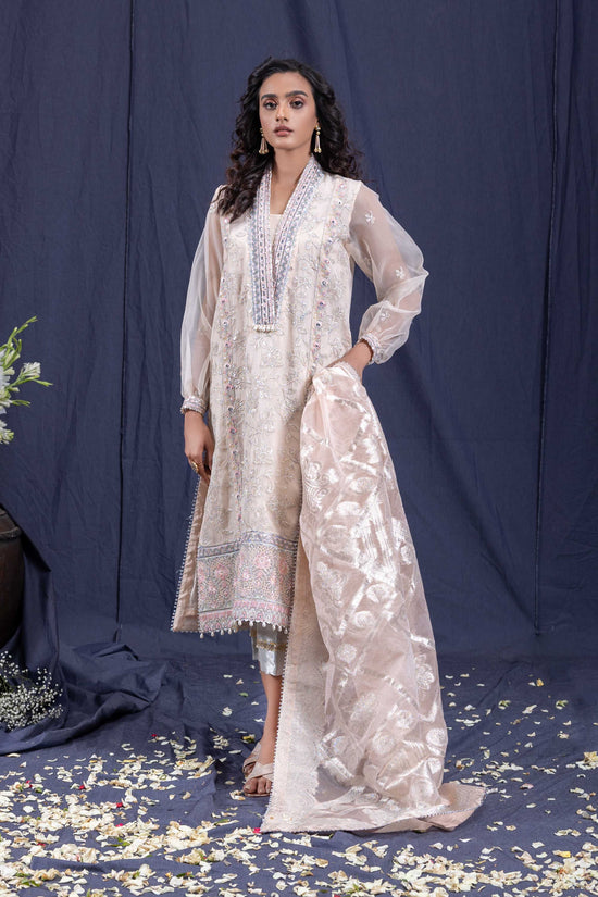 Sapphire 3 Piece - Embroidered Organza Suit
