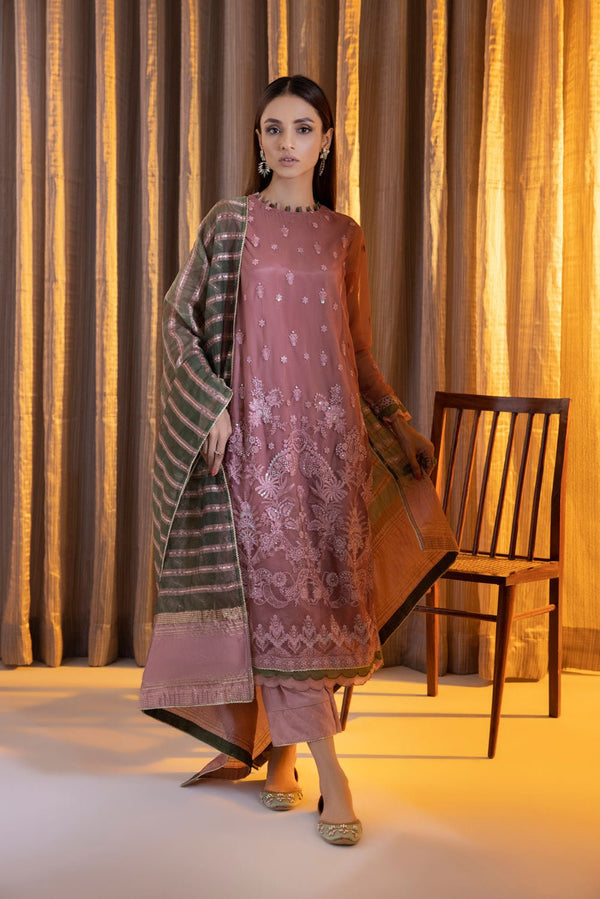 Sapphire 3 Piece - Embroidered Net Suit