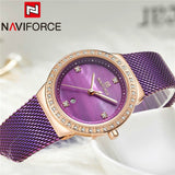 Naviforce - NF5005 Date Function Mesh Analog Ladies Watch - Purple