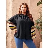 Shein- Plus Striped Lantern Sleeve Blouse