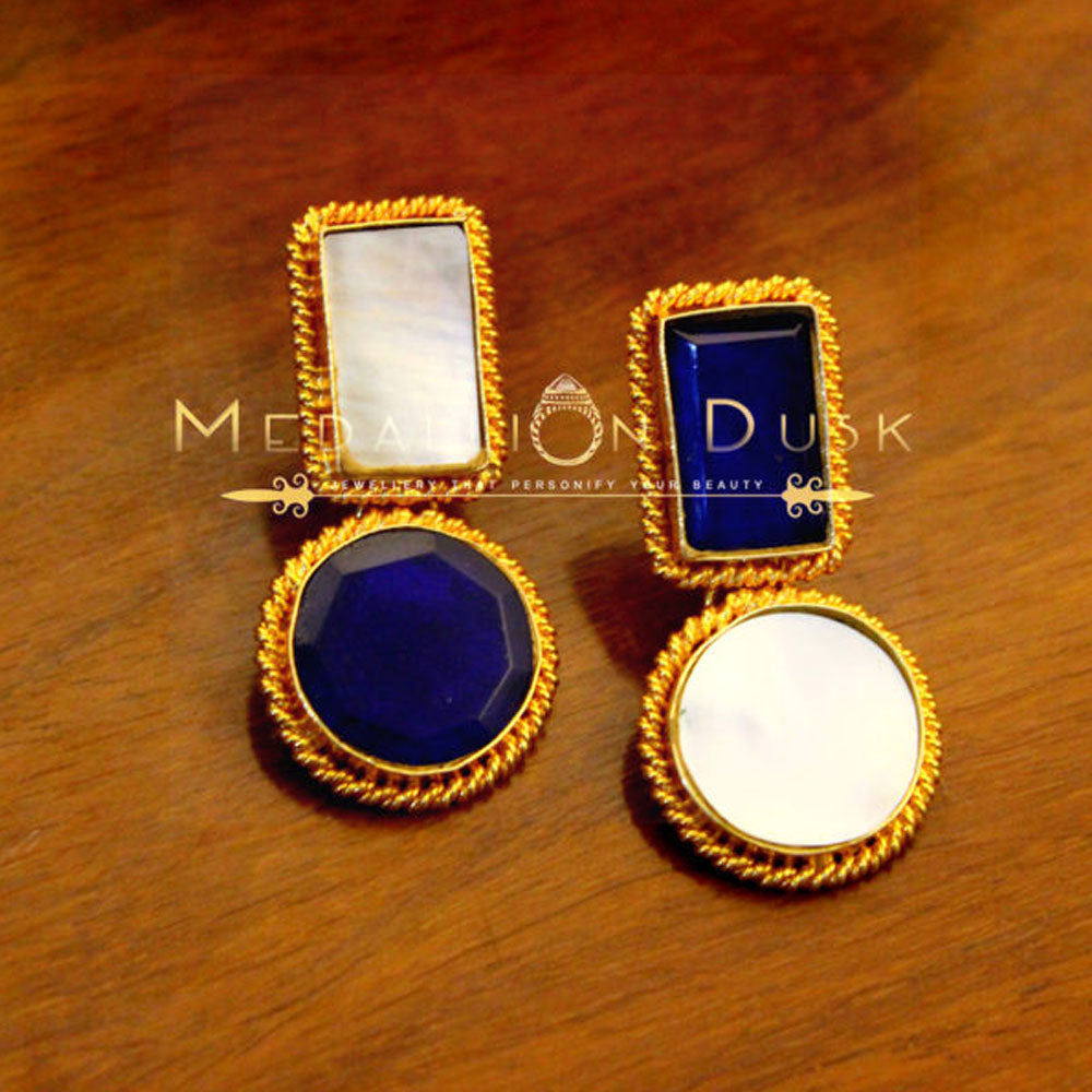 Medallion Dusk- Blue and White Shapero Earrings by Medallion Dusk priced at #price# | Bagallery Deals
