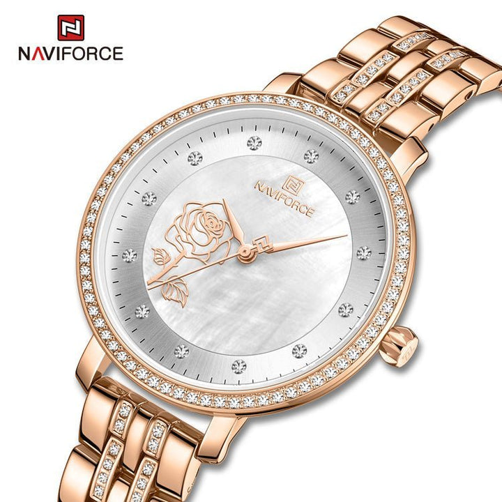 Naviforce- NF5017 RG/W Women's Stainless Steel Analog Wrist Watch