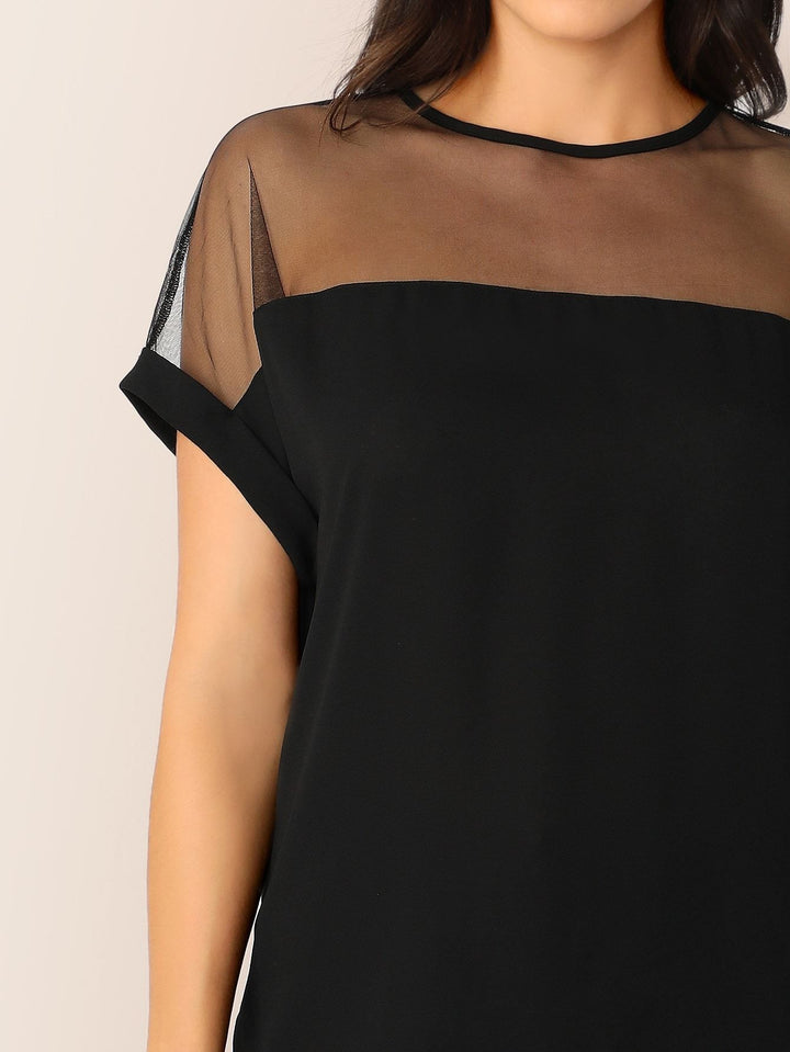 Shein-  Mesh Yoke Tunic Top