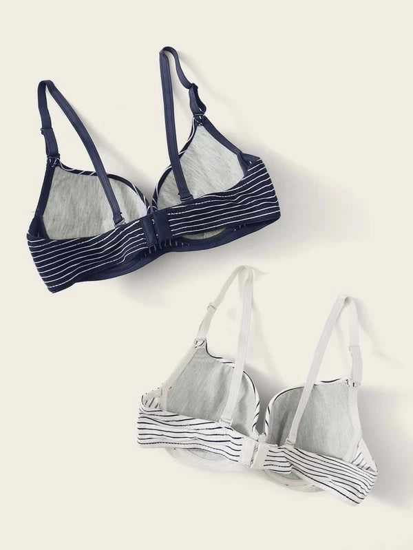 Shein Striped Underwire Bra Set - 2 Pieces