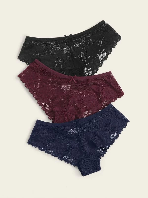 Shein- 3pack Floral Lace Panty Set