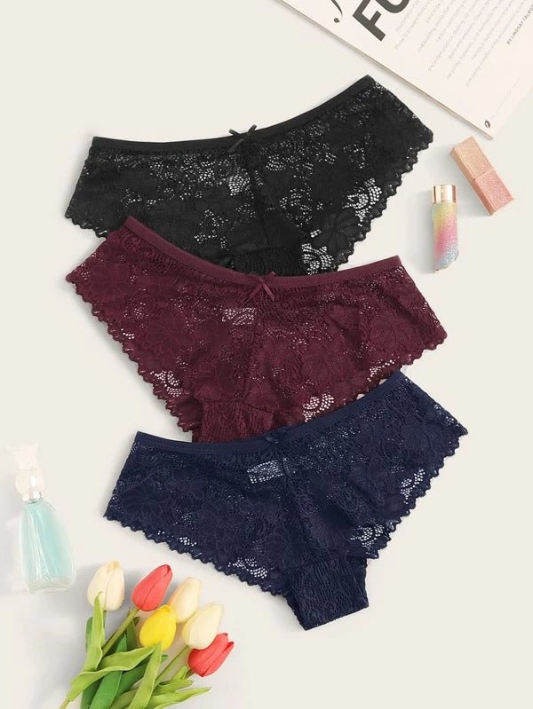 Shein- 3pack Floral Lace Panty Set