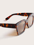 Shein- Tortoiseshell Frame Flat Lens Sunglasses