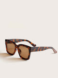 Shein- Tortoiseshell Frame Flat Lens Sunglasses