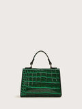 Shein- Twist Lock Croc Embossed Satchel Bag