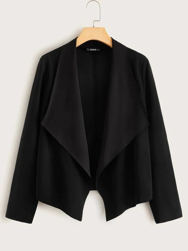 Shein- Jacket With Asymmetric Hem And Waterfall Neck