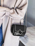 Shein- Geometric Decor Flap Crossbody Bag- Black