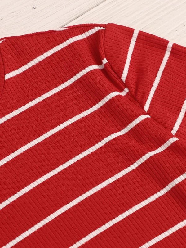 Shein- Lettuce Striped Knitted And Striped Top