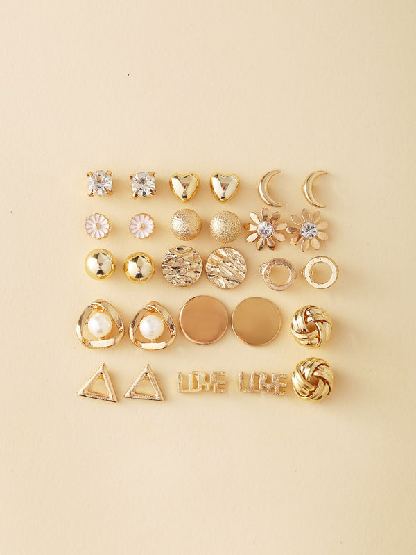 Shein - 14pairs Rhinestone Decor Stud Earrings