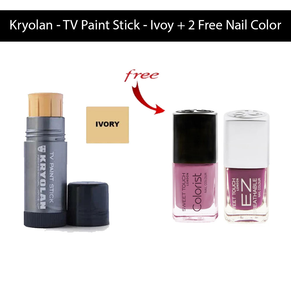 Kryolan - TV Paint Stick - Ivory + 2 Free Nail Color by Makeup City priced at #price# | Bagallery Deals